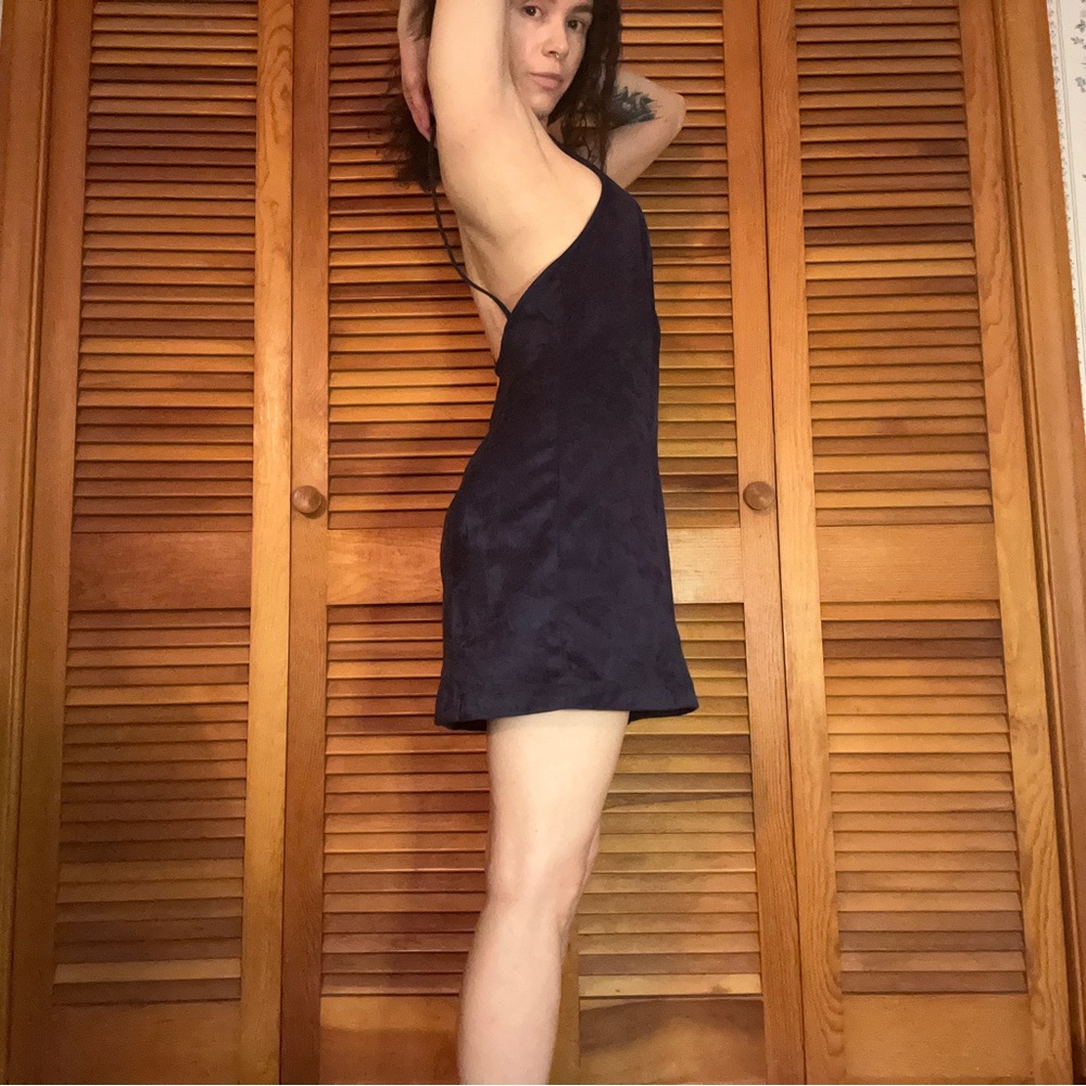 Free People faux suede navy dress NWOT